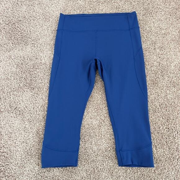 Lululemon Pants - Lululemon In Movement Crop 19" Deep Marine Blue Leggings Athletic Women's 12